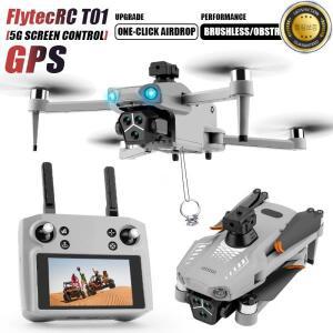 T01 미니 드론 4K HD 카메라 4.5인치 터치 스크린 GPS 장애물 회피 브러시리스 모터 접이식 쿼드콥터 사진