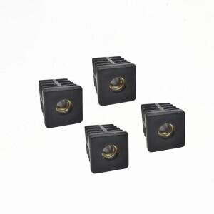 4개/몫 캐스터 1.5 인치 19/22/25 가구 사각 튜브 휠 범용 선반 스테인레스 스틸 사일런트 브레이크 트롤