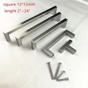 12*12mm 사각형 바 스테인레스 스틸 닦았 검은 거울 문 손잡이 부엌 캐비닛 당겨 2 