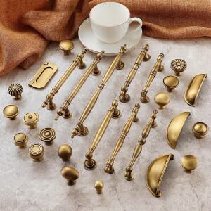 골동품 단단한 황동 캐비닛 핸들 빈티지 컵 풀 레트로 LuxuryT 바 더 긴 서랍 손잡이 주방 가구 하드웨어