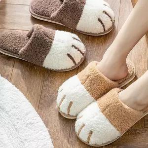 미노이 고양이 발 털 실내화 층간 소음방지 사무실겨울슬리퍼 거실