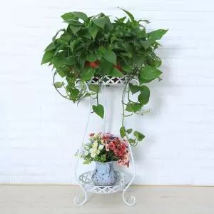 철제2단 화분받침대 화이트선반 흙받이 물받이 원형 해바리기 화분대 플라스틱 다이