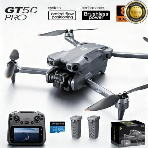 미니 드론 GT50 4K 프로페셔널 듀얼 카메라 WIFI 대형 화면 장애물 회피 브러시리스 모터 RC 쿼드콥터 접이
