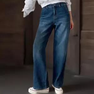 [신상오픈런]여성 루즈핏 와이드 데님 팬츠 가을 워싱 면바지 (41913810)