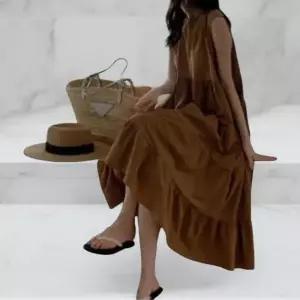 [다잇템]여성 베이직 잔주름 핀턱 티어드 롱 드레스 (37370815A)