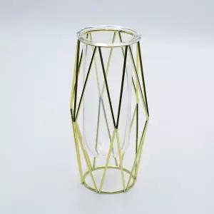 [에이치플러스몰]bns 골드 다이아 와이어 철제 화병 유리꽃병
