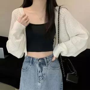 얇은 그물 볼레로 니트 펀칭 여름 가디건 여성 3컬러