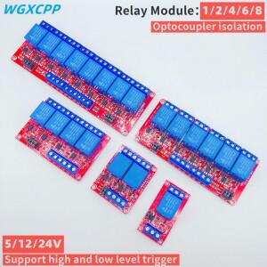 고저 레벨 트리거 릴레이 모듈 12468 채널 5V12V24V 홈 스마트 제어 광 커플러 절연 출력 포함