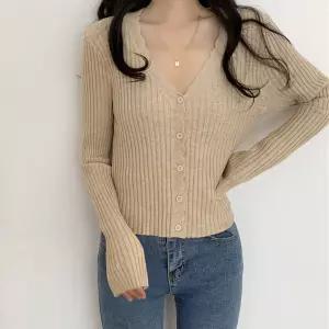 여성 브이넥 니트 골지 간절기 봄 가을 긴팔 가디건신상 부드러운 여자기본 간가디건 스웨터 미니