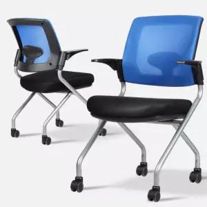 학원 학생책상 등받이 접이식 바퀴달린 의자 스터디카페 학교 대기실 세미나