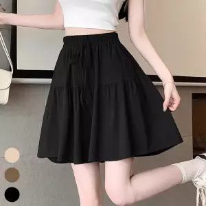 여자 통 넓은 밴딩 플레어 치마 바지팬츠 고무줄 반바지 허리 허리반 와이드