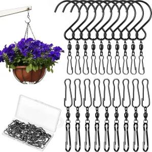 Jetec 20피스 윈드 스피너 회전 고리 360도 듀얼 스피닝 윈드록 차임 용품 행거 클립 보관함 2가지