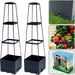 트렐리스가 포함된 바이오톨롯 2팩 44.8인치 셀프 워터링 토마토 케이지 테라스형 실내 야외 식물에 꽃을