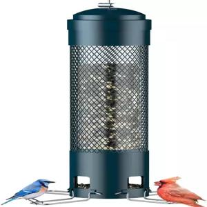 무게 활성화 농어가 있는 야외 다람쥐용 LCSEVEN 새 모이통 야외용 매달린 와일드 카디널용 금속 핀치 블루