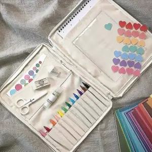 ( )캔버스 어린이 미술 가방 휴대용 아동 미술 가방 스케치북 파우치