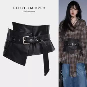 멜빵 허리 코르셋벨트 소매 멜빵바지 와이드