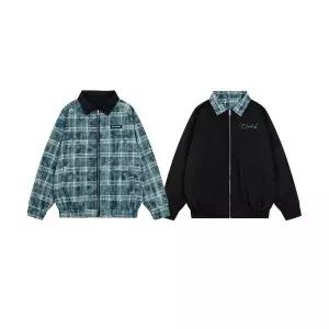 남성 깔끔한 하프 코트 양면 배색 체크 재킷 커플 빈티지 루즈핏 캐주얼 칼라 인기1