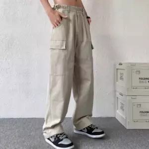 남성 카고 바지 스트릿 일자 면 팬츠여름 남자조거 트레이닝 등산 와이드