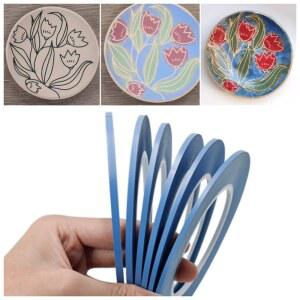 곡선 표면 커버링 테이프 세라믹 커버 페인트 스프레이 모델 조각 라인 색칠