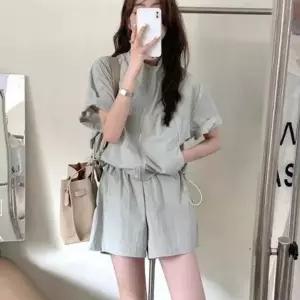 여성 여름 아노락 집업 반팔 쇼츠 반바지 트레이닝 세트