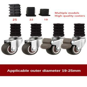 4개/몫 1.5 인치 19/22/25 가구 사각 튜브 휠 범용 선반 고품질 스테인레스 스틸 자동 브레이크 캐스터 나