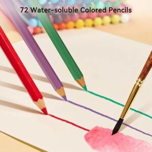 Arrtx 72 색상 수용성 컬러 연필 세트 나일론 브러시 수채화 미술 용품 드로잉 스케치 색칠