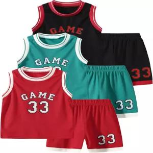 졸리슬리드 소년용 액티브 반바지 세트 6피스 운동용 저지 탱크탑 및 농구 4-12Y