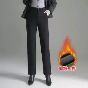 블랙팬서 여성 블랙 기모 통바지 하이웨스트 스판 캐주얼 바지 도톰오피스룩 정장 OPH1