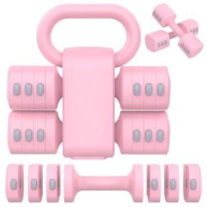 헤이즈퍼그 2-in-1 조절식 덤벨 세트, 여성 남성용 4단계 무게 가정용 헬스장 운동 훈련용 케틀벨 폼 포함 각 2.2 / 3.3 4.4 5.5파운드