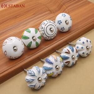 LSTABAN 유럽 골동품 가구 목가적 인 세라믹 찬장 단일 구멍 옷장 핸들 서랍 신발 도어