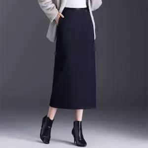 치마 오피스룩 가을 여자스커트 H라인 통근 일자 중기장 트임 힙업 원턱 원템3