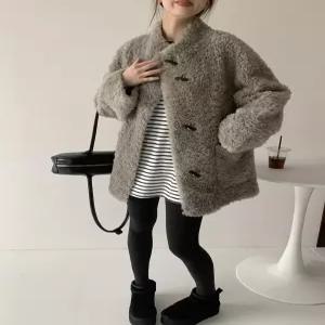 하프코트 자켓 숏코트 따뜻한 퍼코트 반코트 루즈핏 부드러운 도톰한