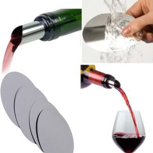 10 개/대 접이식 와인 Pourer 알루미늄 호일 실버 드롭 중지 붓는 디스크 부어 주둥이 팩 홈 바 도구
