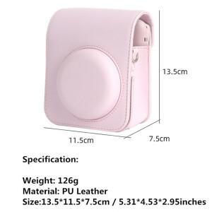 Instax Mini 12 카메라 케이스 용 어깨 끈이있는 Fujifilm 필름 가방 PU 가죽 소프트 보호 Trave Bag