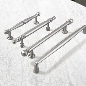 현대적인 미니멀리스트 무광택 브러시드 실버 핸들 아연 합금 옷장 문/캐비닛 서랍 당김 손잡이 - 견고한