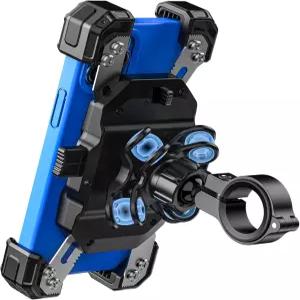 VAZESWIN 진동 감쇠기 장착 오토바이 폰 거치대 알루미늄 합금 핸들바 베이스로 1초 잠금되는 바이크 홀더