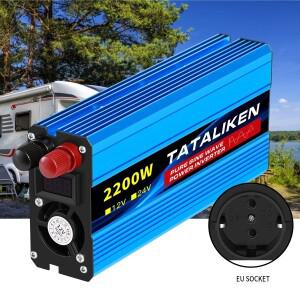 1600W/2200W/3000W/4000W 순수 사인파 인버터 DC 12V/24V AC 220V 50hz 전원 충전기 변환기 어댑터 EU 소