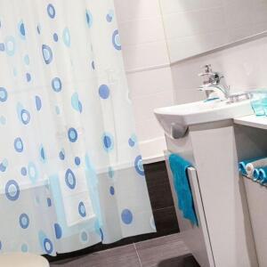 [2개구성] 도트 소 파랑 욕조 블루 반 땡땡이 목욕 용품 욕실 커튼 샤워 화장실 북유럽 커텐 EWE3FFA9