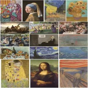 미니 유명 아트 프린트 및 포스터 16PCS 회화 미술 인상주의 르네상스 미학 낭만주의 빅 벽 그림 교실 장식