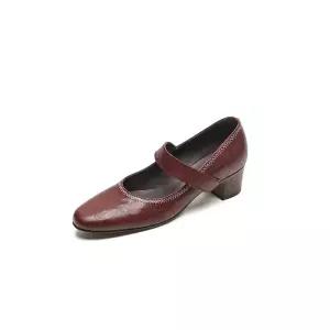 EAMT 여성용 가을 라운드 부드러운 가보시 양가죽 플랫 펌프스 베지터블 YJ3