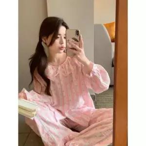 가을 더블 사 잠옷세트 아웃도어 실내복 전원 커플 코튼 긴팔 OP3