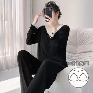 가을 커플 잠옷세트 파자마 긴팔 더블 백 패드 부착 실내복 아우터 가능 OP3