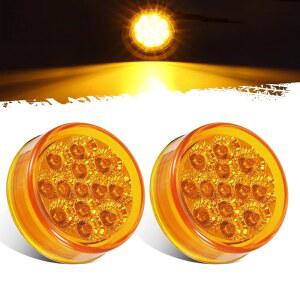 파트삼 2Pcs 2.5인치 원형 LED 사이드 마커 조명 앰버 13 다이오드, 반사경 포함 방수 12V 밀폐형 트레일러 트럭용 클리어런스