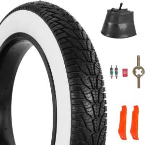RUHUO 2팩 20x4.0 뚱뚱한 자전거 타이어 20인치 산악 및 튜브 세트 오프로드 자전거용 레버가 있는 접이식