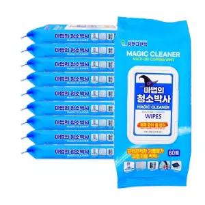 마법의청소박사(60매 캡형)-10개 크리너 클리너 세정 티슈 얼룩제거