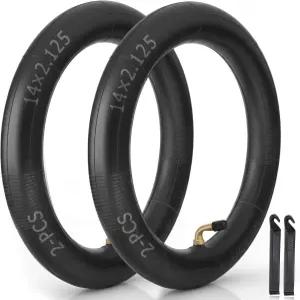 2팩 14x2.125 타이어 레버 2개가 있는 튼튼한 자전거 내부 튜브 - 소형 및 스쿠터용 슈레이더 밸브