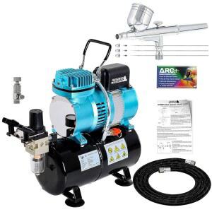 마스터 에어브러시 쿨 러너 II - 0.3 압축기 포함 노즐 0.5mm 팁(0.2, 3가지 중력 팬 초보자 전문가용 키트 탱크 듀얼 팁), 및 키트,