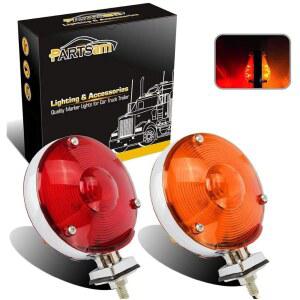 파츠삼 2Pcs 4인치 원형 더블 페이스 스타 LED 받침대 라이트 마운트 스톱 테일 브레이크 턴 시그널 트럭 세미 트레일러 트랙터 펜더 DOT 준수