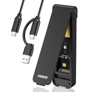 피데코 M.2 NVMe SSD 인클로저, NVMe에서 USB 어댑터, M & M+B 키용 3.2 Gen 2 (10Gbps) 리더, 샌드위치 스타일 디자인, 도구 없는 설치, UASP 및 트림 지원