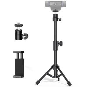 이노기어 웹캠 삼각대, 데스크 카메라용 확장형 스탠드, 웹캠용 휴대폰 홀더 장착 C922 C930e C920S C920C615 C920x BRIO 4K 넥 N60, 라이트 라이트, 고프로 1/4인치 스레드 포함